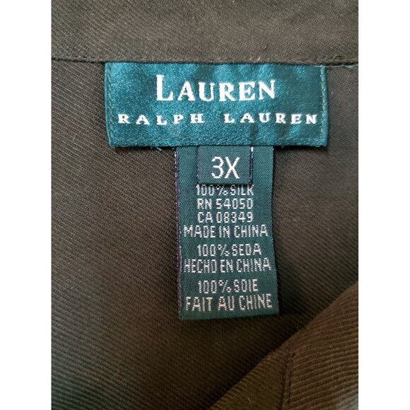Lauren Ralph Lauren Thick Silk Button Up Shirt Size 3XL Forest Green Outdoors - Picture 14 of 14
